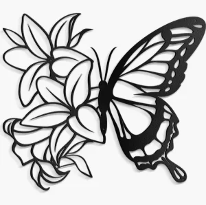 Meditation Room Modular Simple Black Butterfly Victorian Lace Magnetic Mount Metal Wall Art for Easy Seasonal Switching