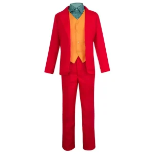 Men Halloween Clown Suit Costume Red Jacket Yellow Vest Green Shirt Villain Circus Theater Stage Performance Wear