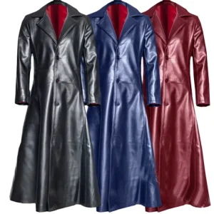 Men’s Gothic Punk Black Leather Long Winter Coat Vampire Dark Knight Cool Cape Top