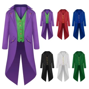 Men’s Vintage Victorian Steampunk Jacket Gothic Medieval Frock Coat Classic Cosplay Halloween Costume Tailcoat