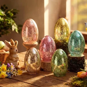 Mercurized Glass Easter Eggs, Pastel Colors, Indoor Use