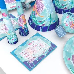 Mermaid Birthday & Graduation Party Supplies Kids Mermaid Tail Banner Under the Sea Theme Disposable Paper Party Decoration