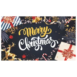 Merry Christmas Backdrop Custom Printed Eco Friendly Retractable Portable Polyester Christmas Poster Banner 72.8x43inch Black
