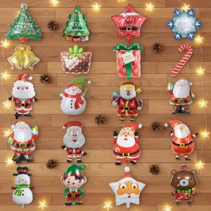 Merry Christmas Ballons 3D Snowflake Santa Foil Balloons Party Decorations Elk Candy Cane Themes Foils Balloon