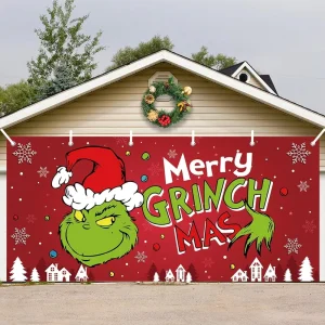 Merry Christmas Banner 6×13 FT Outdoor Decorations for Garage Door Digital Heat Transfer Printing Vivid Color