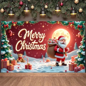 Merry Christmas Banner Xmas Elements Xmas Banner Christmas Party Banner Gift filled for Christmas Party Office Decor