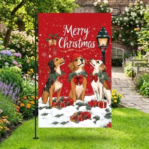 Merry Christmas Dark Polyester House Flags Single Sided Farmhouse Holiday Outdoor Decor for Garden