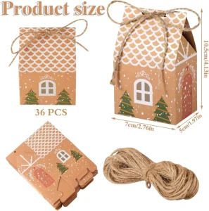 Merry Christmas House Shape Kraft Paper Packaging Gift Box for Snack Cookies and Candles