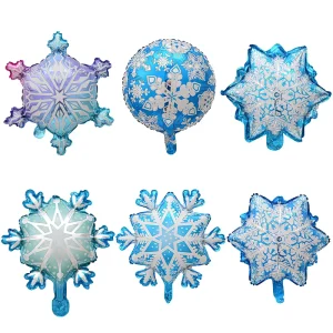 Merry Christmas Ice Snowflake Aluminum Foil Balloons for New Year and Winter Party Event Decoration Party Supplies