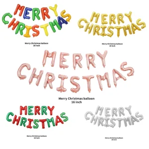 Merry Christmas Letter Foil Balloons Set Inflatable Helium 16 Inch Party Decorations Balloon Christmas Foil Balloons