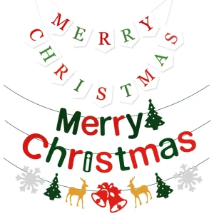 Merry Christmas Letters Paper Banners Christmas Festival Party Decoration Banners Creative Banners for Christmas Decoration