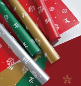 Merry Christmas OH Snow Flower Wrapping Paper for Celebrating Holiday Gift Packaging