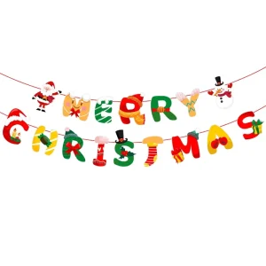 Merry Christmas Paper Banner Bunting Party Decoration Supplies
