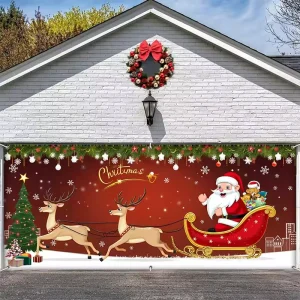Merry Christmas Party Background Party Decoration Supplies Polyester Cloth Banner Bunting Promotional Flags Banners