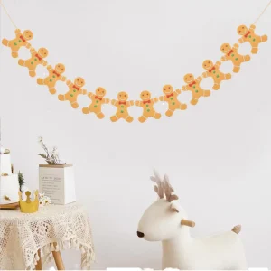 Merry Christmas Party Banner Gingerbread Man Felt Decoration for Christmas Atmosphere Christmas Party Supplies