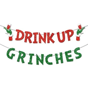 Merry Christmas Party Banner Glittery Christmas Decorations Winter Holiday Garland Photo Props Banner for Party Home Decorations