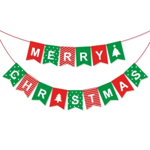 Merry Christmas Party Decoration Supplies Christmas Paper Banner Bunting
