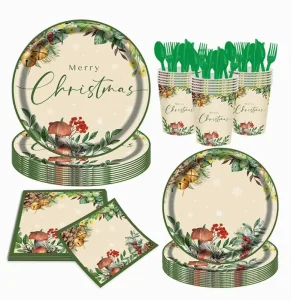 Merry Christmas Party Tableware Kit 100 PCS