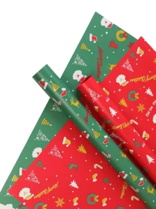 Merry Christmas Reusable Eco-Friendly OPP Gift Wrapping Paper Flower Wrapping Holiday Packaging
