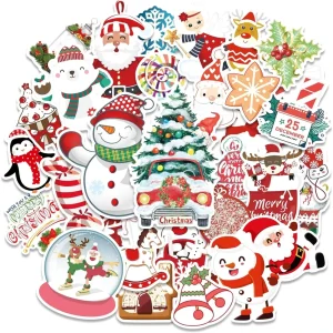 Merry Christmas Stickers Self Adhesive Circle Label Stickers Envelope Seals Stickers For Christmas Gifts Decoration Party