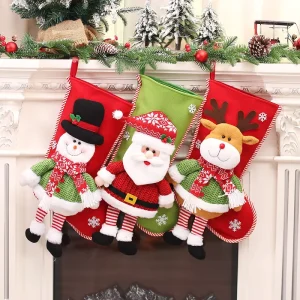 Merry Christmas Stocking With Lights Christmas Tree Hanging Ornaments Navidad Candy Gift Stocking for Christmas Decorations