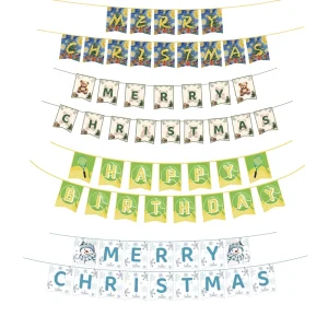 Merry Christmas Theme Party Paper Banner Happy Birthday Party Decoration Festival Party Supplies Set