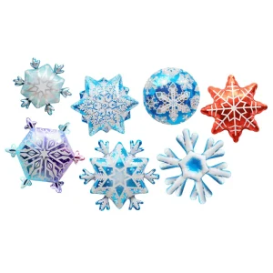 Merry Christmas Window Decoration New Year Party Photo Prop Snowflakes Foil Balloon Red Snow Globos for New Year Decor