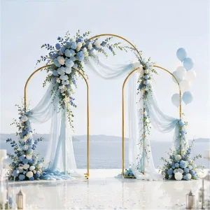 Metal Arch Backdrop Stand With Cover Wedding Arch And Cover Set Balloon Arch Bracket For Party Birthday and Graduation Ceremony