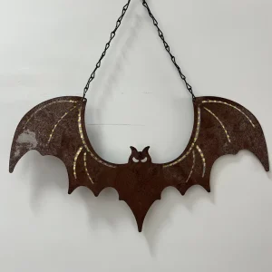 Metal Bat Wall Decor with Light Hanging Art Decor Still Life Pattern Animal Theme Metal Handicraft for Anniversary