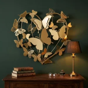 Metal Wall Decoration Home Accent 55.25*8.26*52.07CM Shiny Gold Metal Butterfly Wall Decor Metal for Living Room