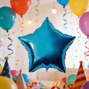 Metallic Blue Silver Star Foil Balloon for Birthday Parties Graduation Events Wedding Valentine’s Day Backdrops Disposable