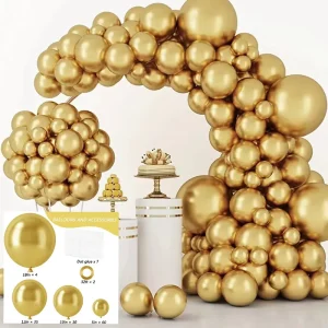 Metallic Chrome Gold Latex Balloons Garland 18 12 10 5 Inch Wedding Birthday Party Decoration Balloon Kit