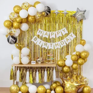 Metallic Foil Fringe Curtain Party Backdrop Shiny Tinsel Streamer PET Rain Silk Banner for Birthday Wedding Decoration