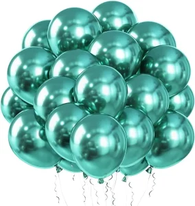 Metallic Green Balloons Teal Balloons Ribbon Thick Latex Balloons for Theme Parties Birthday Graduation Decorations