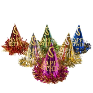 Metallic Tassel Happy Birthday Cone Party Hats for Kids Adults Photo Booth Props Party Decorations Supplies