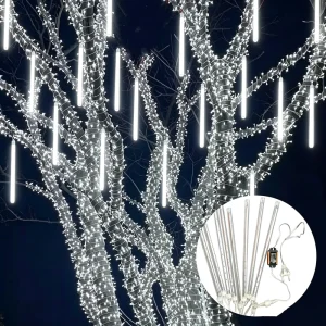 Meteor Shower Lights Outdoor Waterproof IP65 Solar LED String Rainproof Wedding Festival Porch Hanging Festive Remote Control