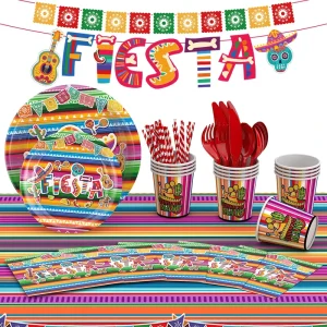 Mexican Holiday Party Plate Napkin Cutlery Set for De Mayo Party Decorating Supplies