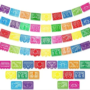 Mexican Plastic Papel Picado Banner Day of the Dead Festival Lighted Outdoor Garland