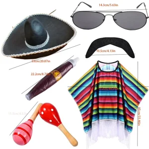 Mexican Poncho Halloween Cloak TV & Movie Game Anime Cosplay Dance Party Adult Costume Funny Ribbon Polyester Unisex Carnival