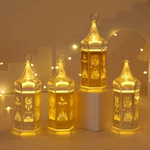 Middle East Religious Temple Palace Warm Light Ramadan Plastic LED Wind Lamp Eid Mubarak Decoration Factory Price