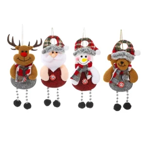 Mini Christmas Fabric soft portable sika deer bear Santa small pocket Hanging Ornament Decoration for Festive Decorations