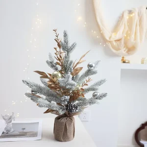 Mini Christmas Tree PE Snowfall Decorations Pink Flower Wreaths Red Huckle Decoration for Home Party Wedding Festive Gift