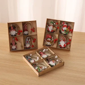 Mini Festive Christmas Tree Decorations 12 Pieces Christmas Tree Hanging Decorations Christmas Wooden Ornaments Gift