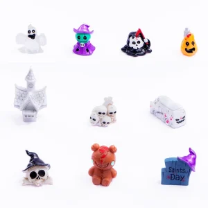Mini Halloween Figurines Resin Craft Decorations Religious Ornaments Pumpkins Tombstones DIY Dollhouse Garden Home Decor