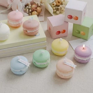 Mini Macaron Soy Wax Eco Friendly Cute Dessert Themed Aroma Candle for Wedding Favors Bridal Party Gifts & Valentine’s Day