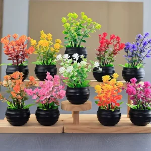 Mini Potted Green Plant Artificial Home Decoration Plant Small Potted Plants and Creative Green Plant Small Bonsai