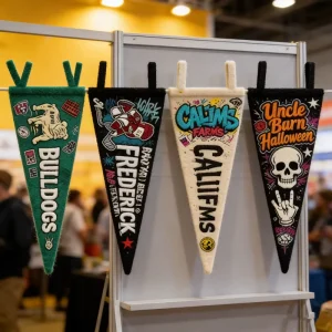 Mini Promotional Polyester Felt Pennant Flag Custom Logo DIY Garland String Flag Low Price Bunting Festival Decor
