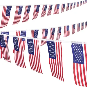 Mini US Small USA Independence Day Bunting Pennants Banner American String Flag Decorations Supplies for 4th of July