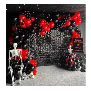 Mirror Black and Red Color Balloon Decoration Shimmer Wall Halloween Festival Photo Booth Decor