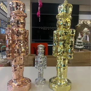 Mirror Disco Ball Nutcracker Christmas & Graduation Decoration Shiny Foam & Glass Figurine 40/70cm Eco Friendly Home Party Decor